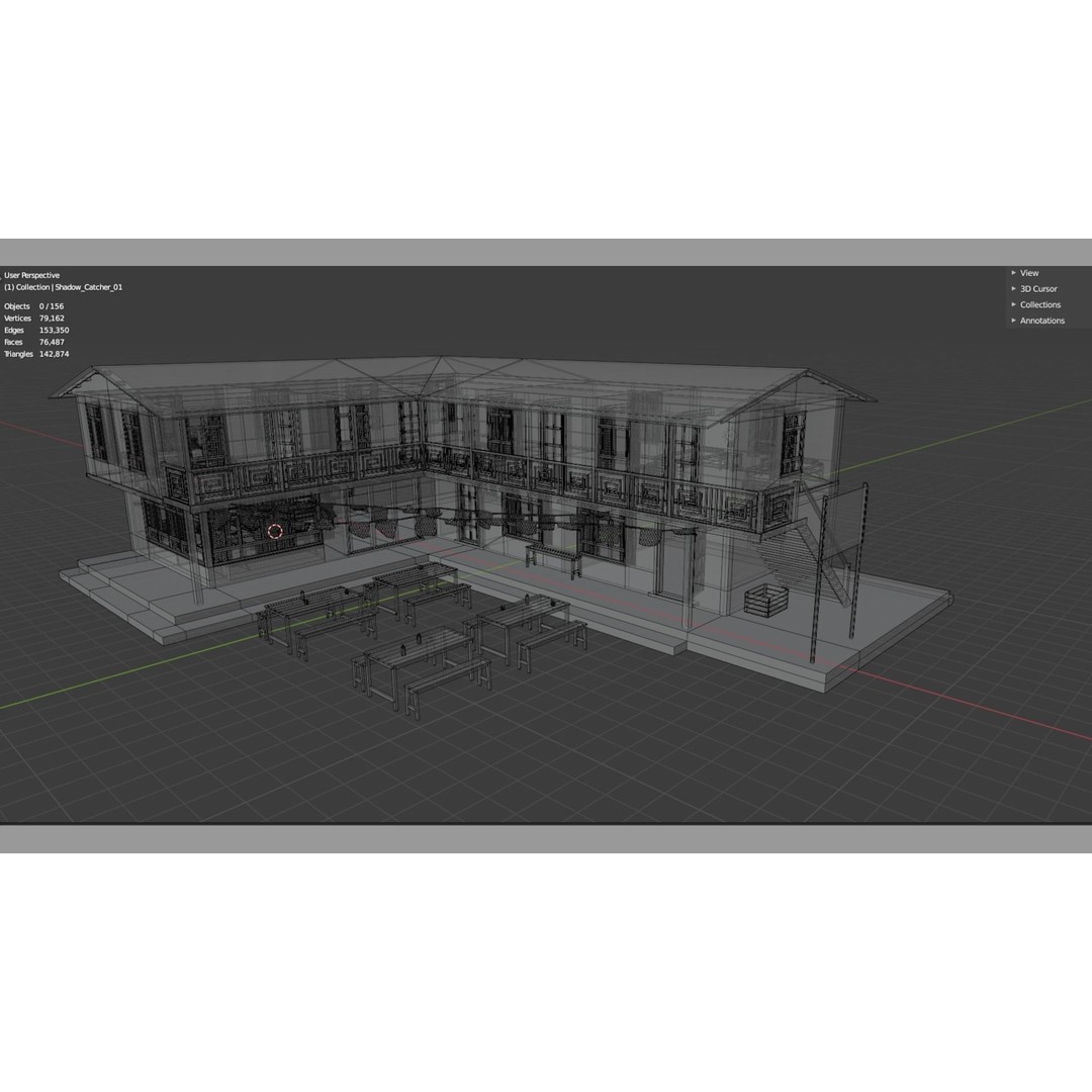 Mountain Lodge 3D Model – Low Poly Himalayan Style with PBR Textures - View 15