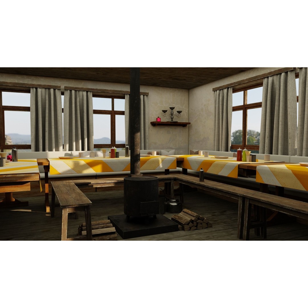 Mountain Lodge 3D Model – Low Poly Himalayan Style with PBR Textures - View 6