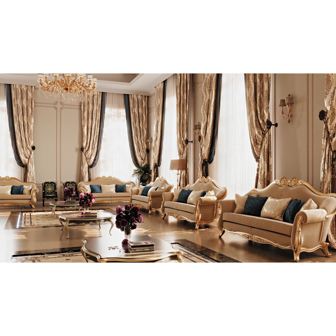 Classic Interior Scene 3D Model – Detailed Room Design, FBX, OBJ - View 3