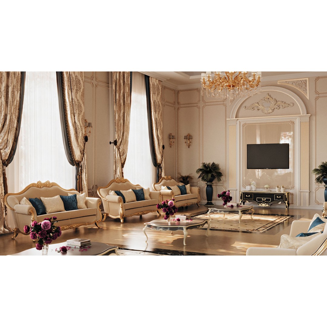 Classic Interior Scene 3D Model – Detailed Room Design, FBX, OBJ - View 4