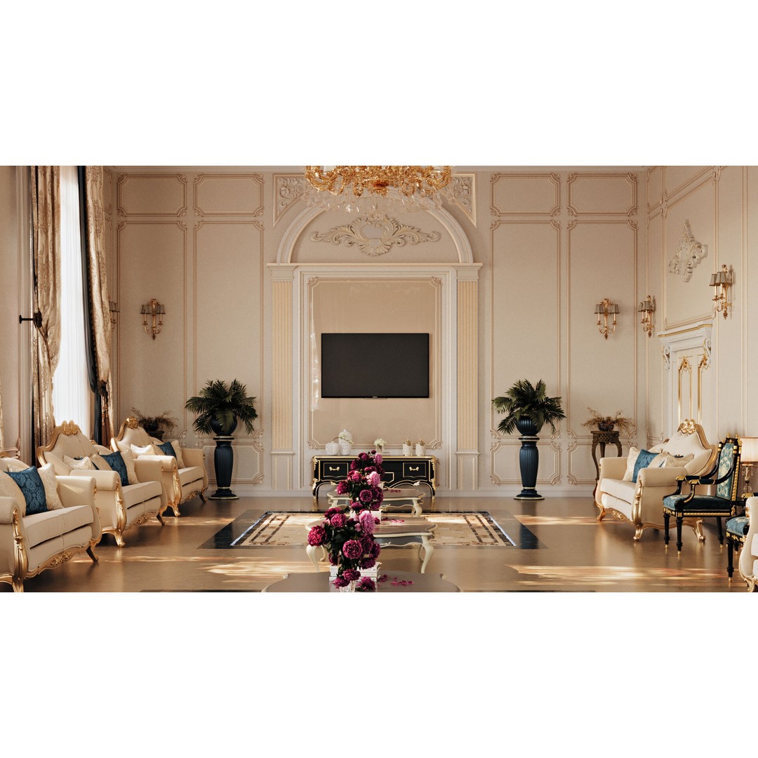 Classic Interior Scene 3D Model – Detailed Room Design, FBX, OBJ - View 6