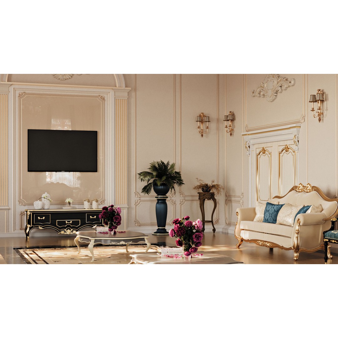 Classic Interior Scene 3D Model – Detailed Room Design, FBX, OBJ - View 7