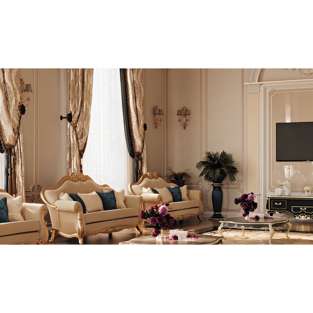 Classic Interior Scene 3D Model – Detailed Room Design, FBX, OBJ - View 8