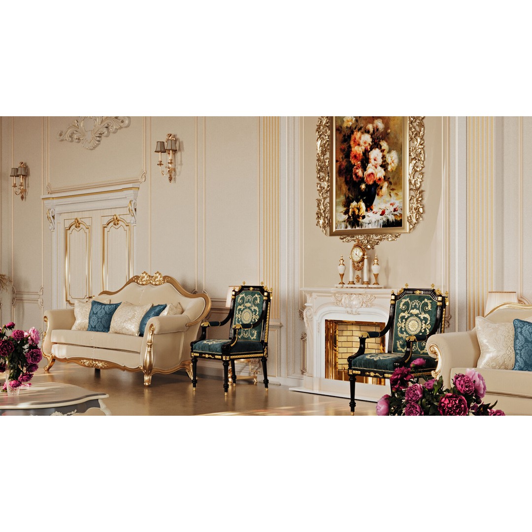 Classic Interior Scene 3D Model – Detailed Room Design, FBX, OBJ - View 9