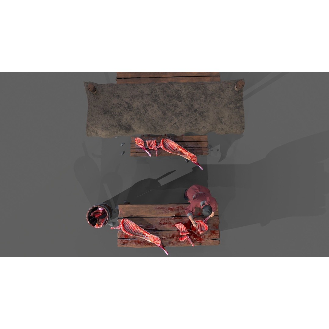 Butcher Shop 3D Model – Low Poly Character with Rigging and Animation - View 15