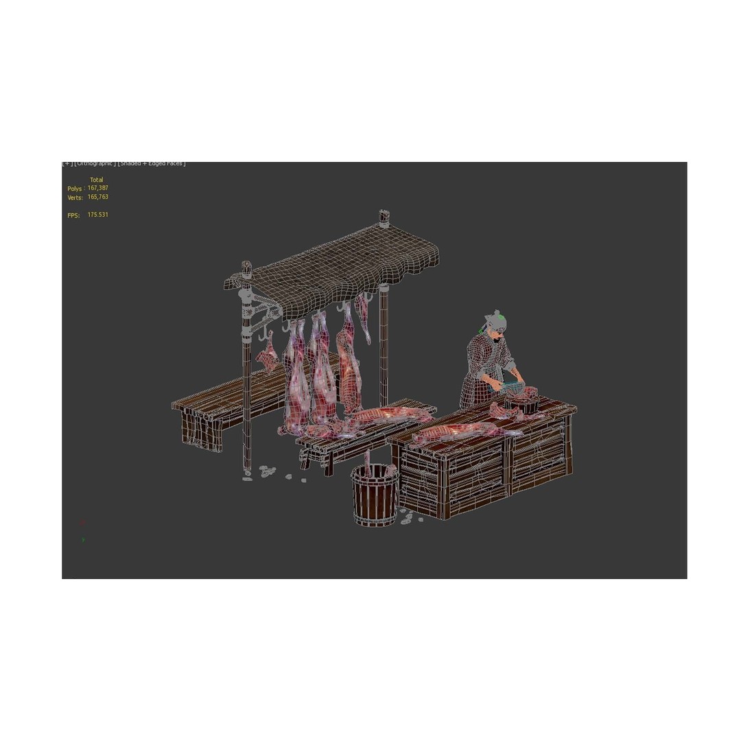 Butcher Shop 3D Model – Low Poly Character with Rigging and Animation - View 18