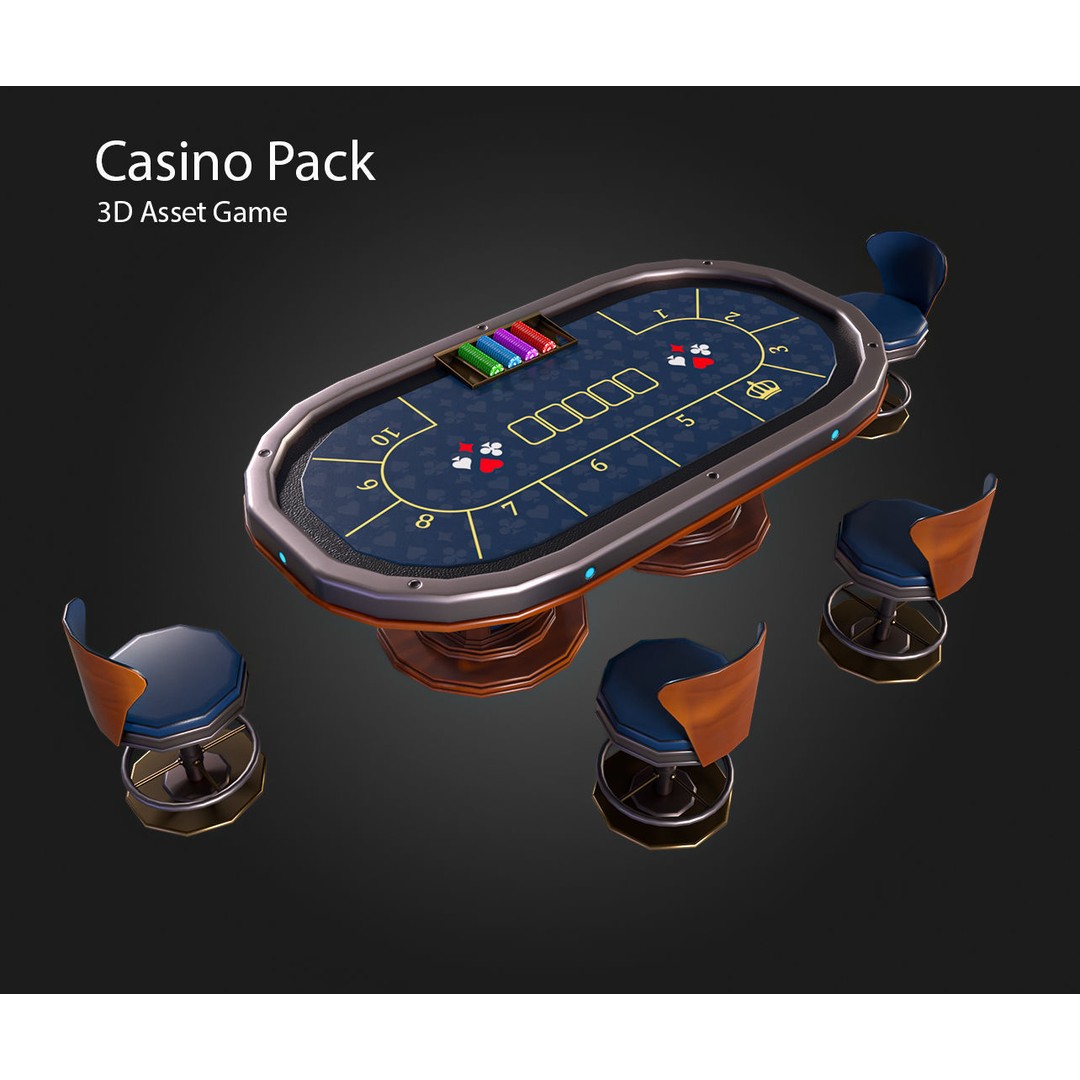 Casino Furniture 3D Model – Low Poly Game Asset, FBX, PBR Textures - View 13