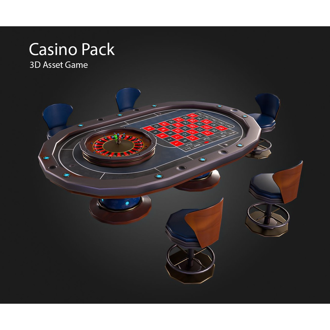 Casino Furniture 3D Model – Low Poly Game Asset, FBX, PBR Textures - View 16