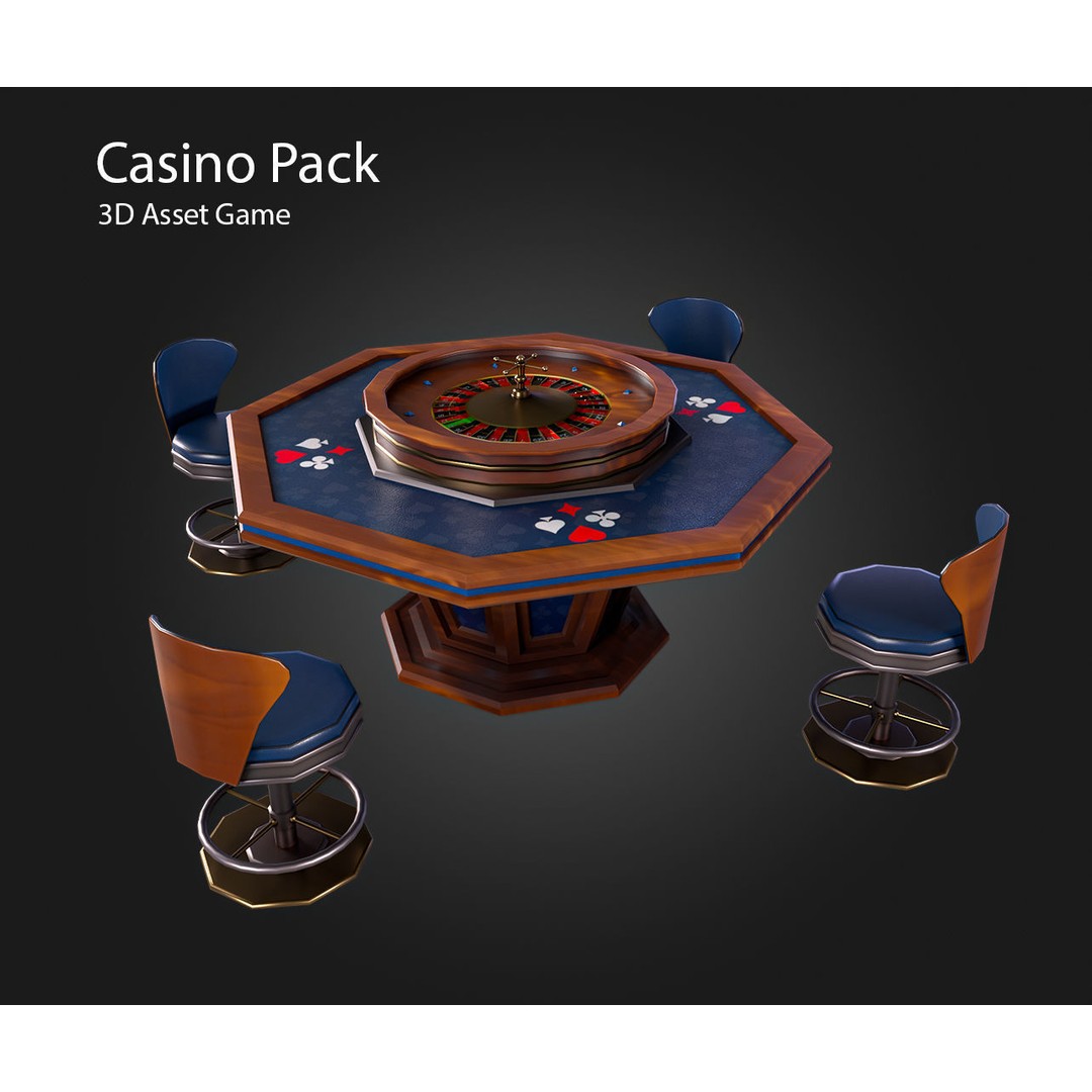 Casino Furniture 3D Model – Low Poly Game Asset, FBX, PBR Textures - View 17