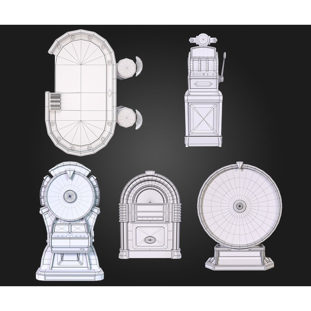 Casino Furniture 3D Model – Low Poly Game Asset, FBX, PBR Textures - View 18