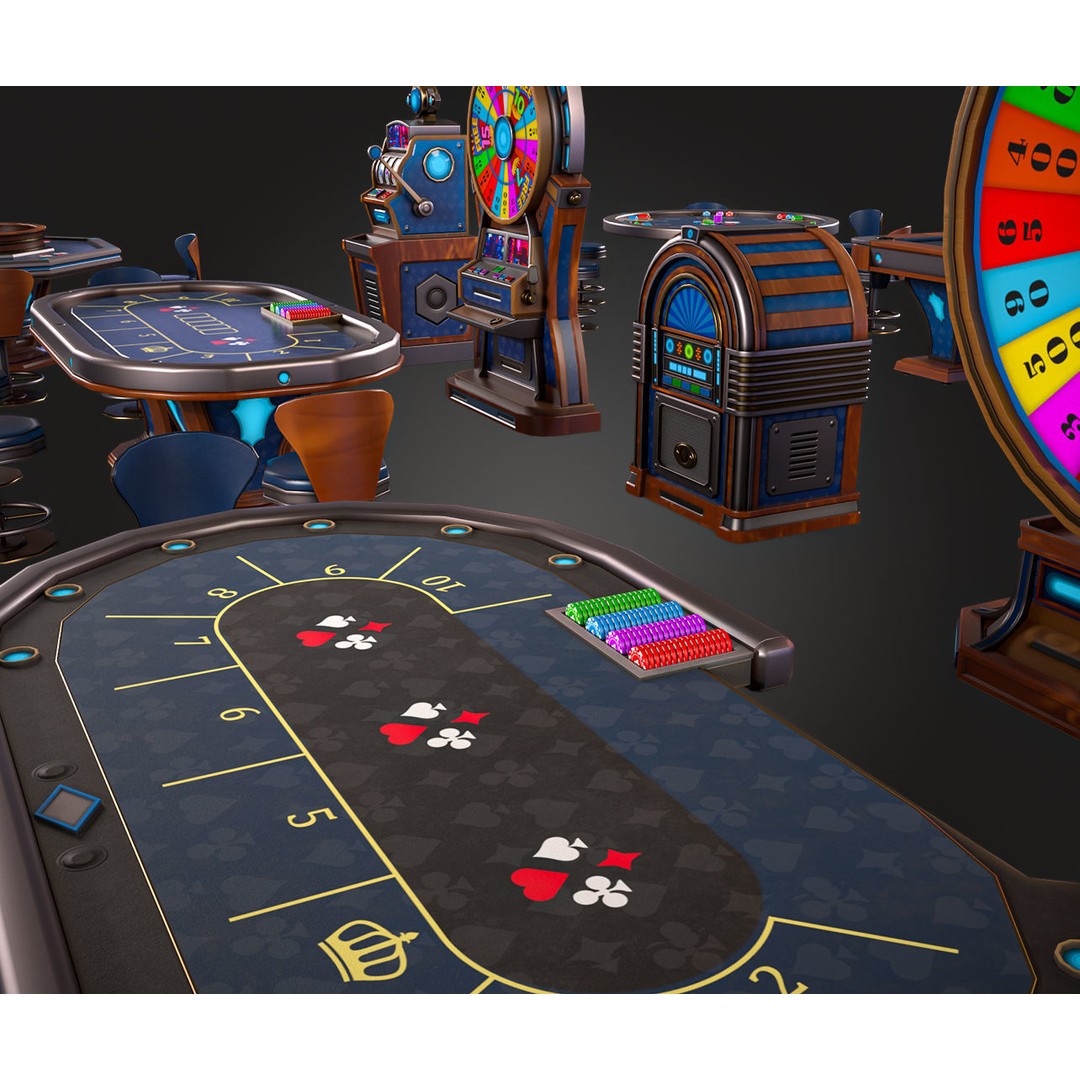 Casino Furniture 3D Model – Low Poly Game Asset, FBX, PBR Textures - View 6