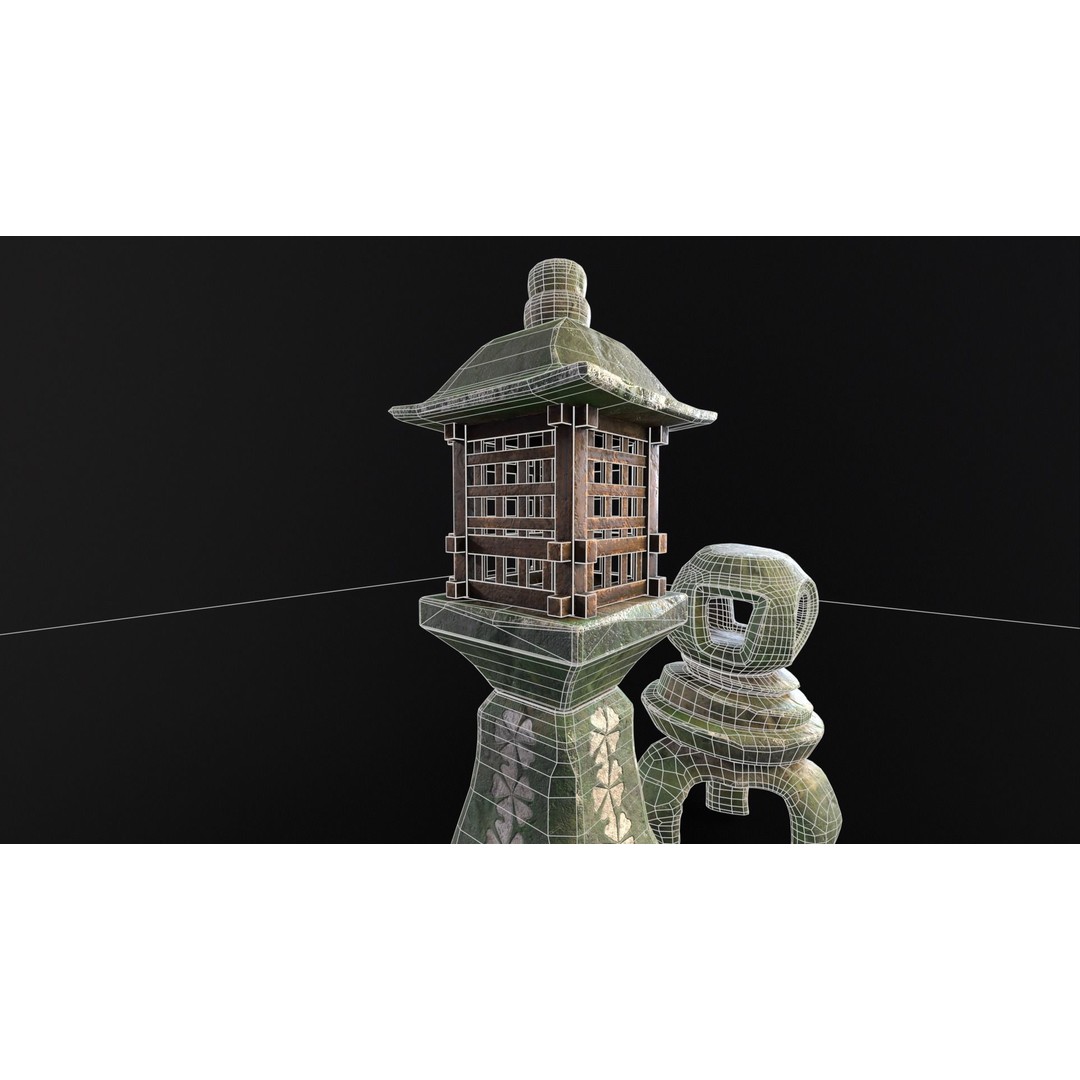 Forest Mystic Japanese Lanterns 3D Model – Low Poly PBR Asset, FBX, OBJ - View 18
