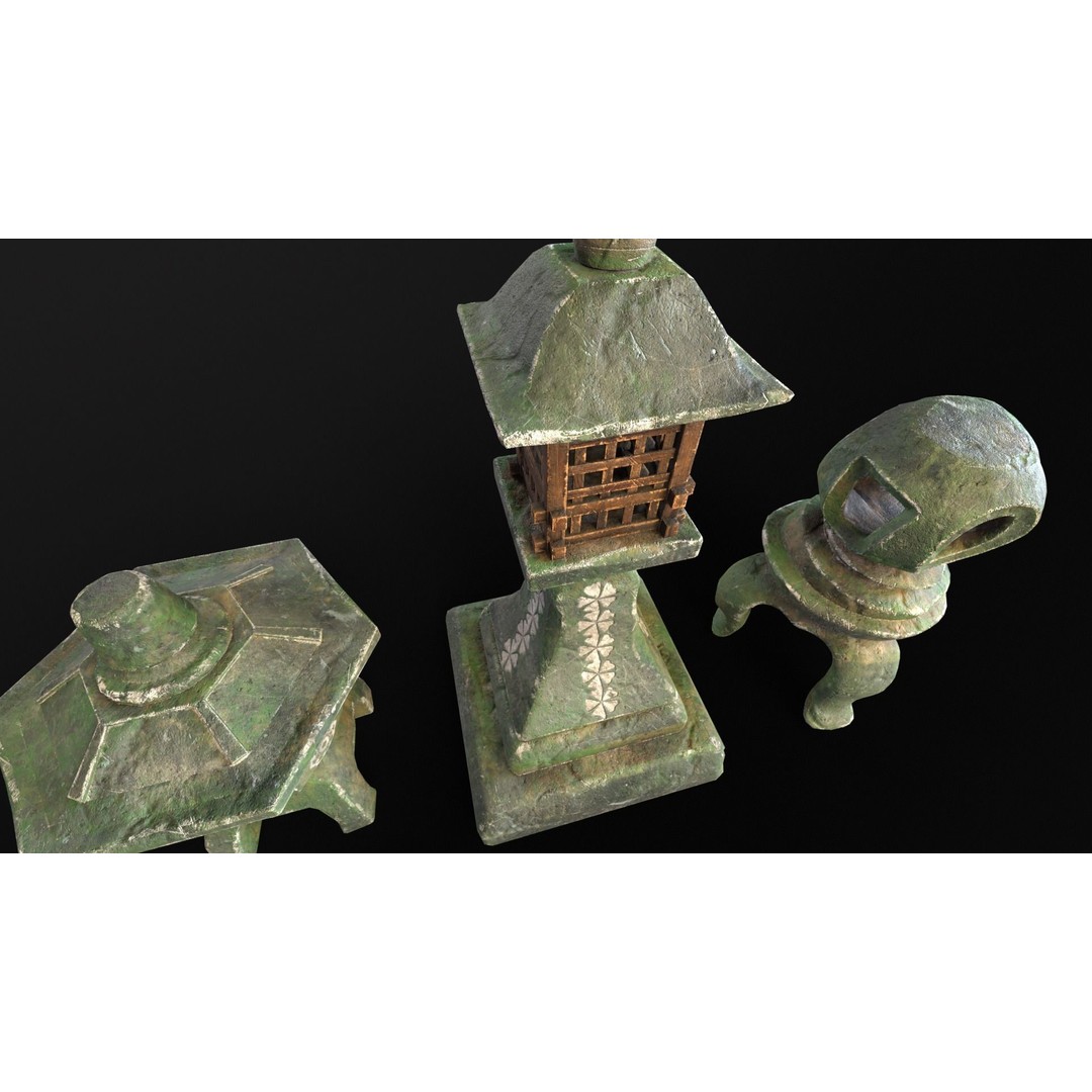 Forest Mystic Japanese Lanterns 3D Model – Low Poly PBR Asset, FBX, OBJ - View 19