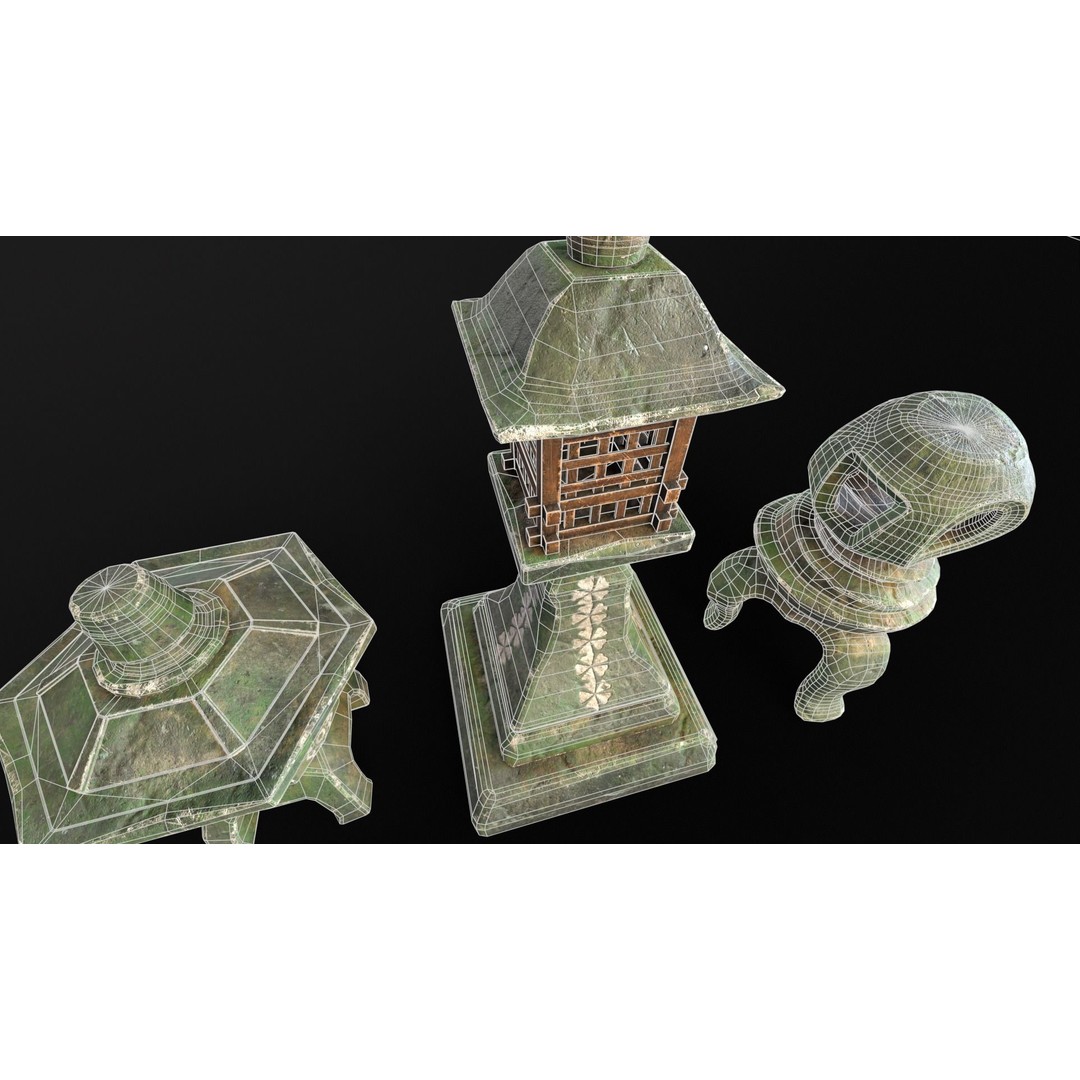 Forest Mystic Japanese Lanterns 3D Model – Low Poly PBR Asset, FBX, OBJ - View 20