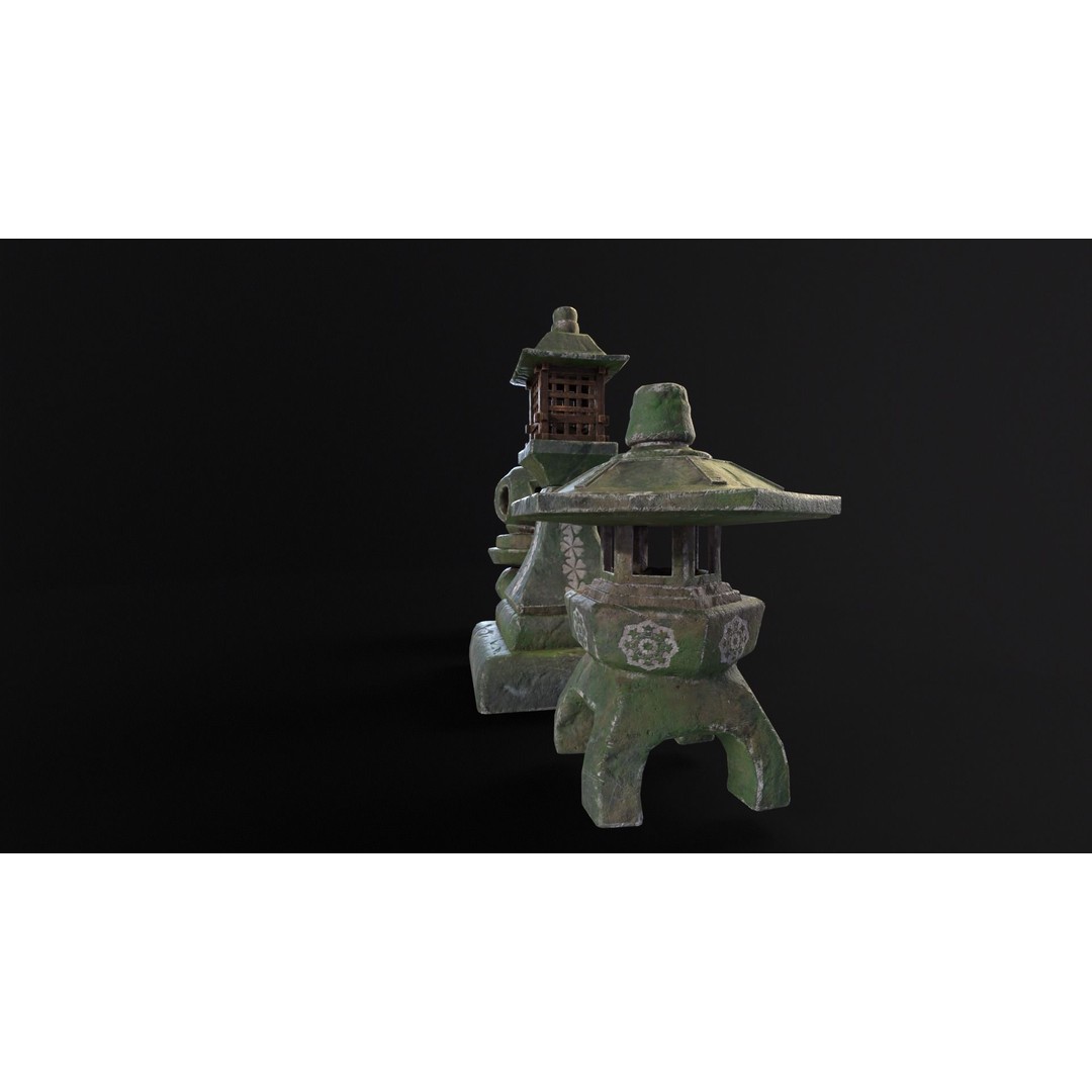 Forest Mystic Japanese Lanterns 3D Model – Low Poly PBR Asset, FBX, OBJ - View 21