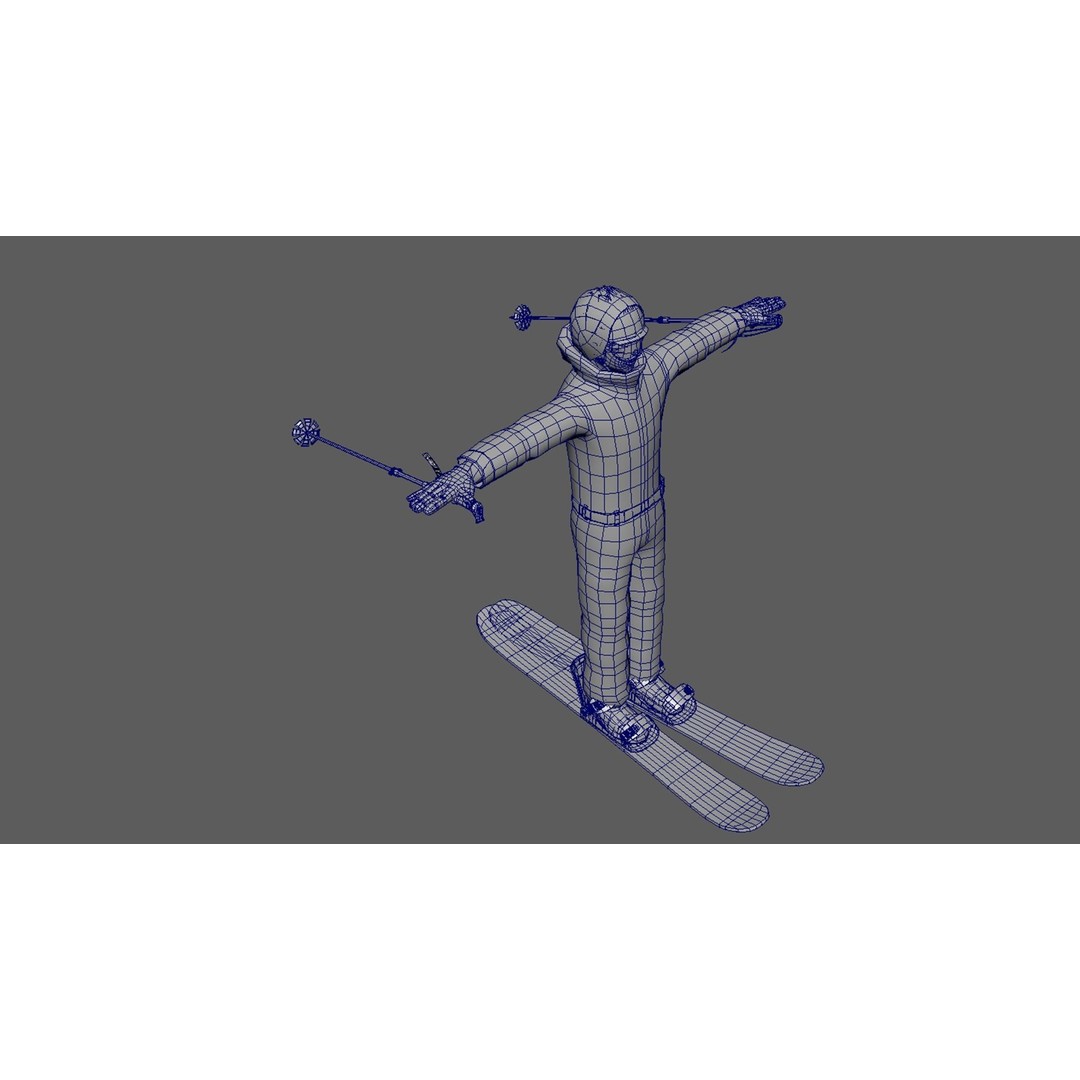 Skiing Player 3D Model – Rigged Animation Pack with 50 Actions - View 15