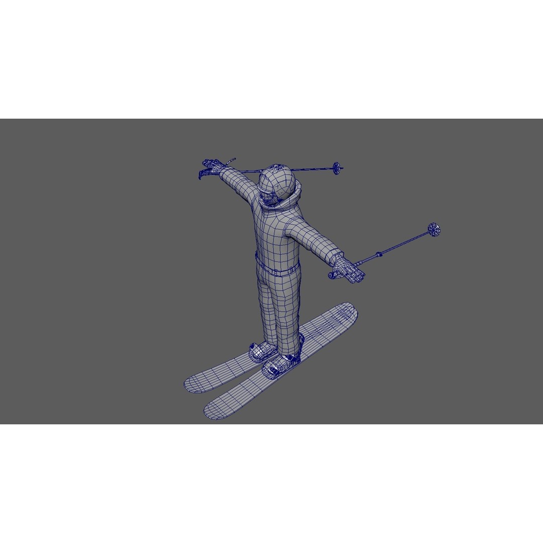 Skiing Player 3D Model – Rigged Animation Pack with 50 Actions - View 16