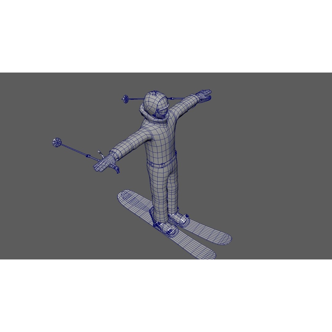 Skiing Player 3D Model – Rigged Animation Pack with 50 Actions - View 17