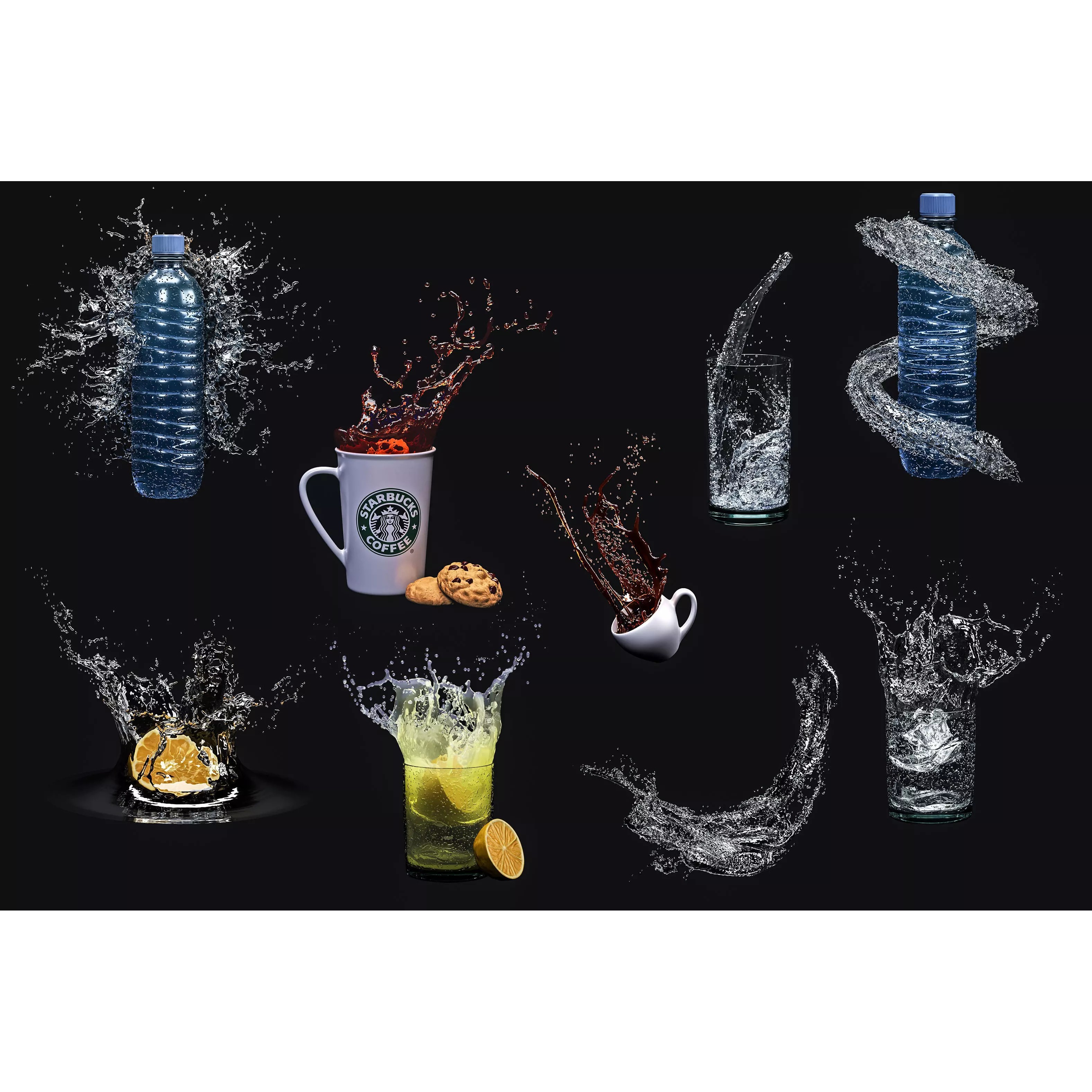 9 Water Splashes Collection - Game-Ready 3D Model - View 2
