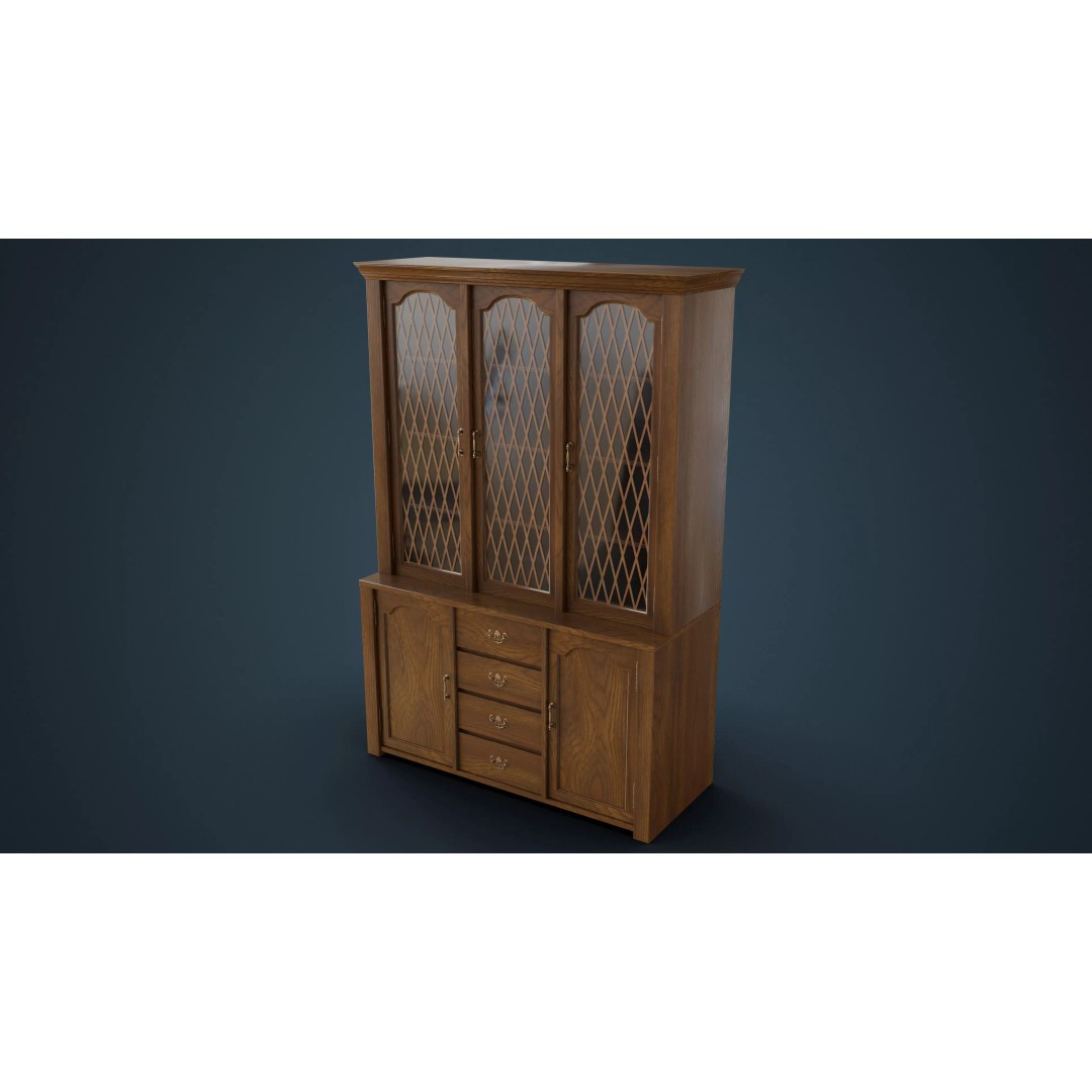 Old Hutch 3D Model – Low Poly Furniture Asset, FBX, PBR Textures - View 10