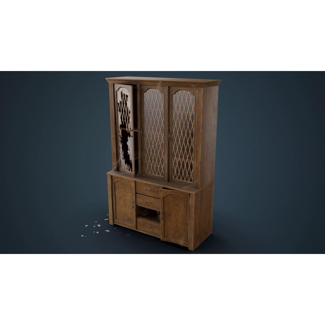 Old Hutch 3D Model – Low Poly Furniture Asset, FBX, PBR Textures - View 11