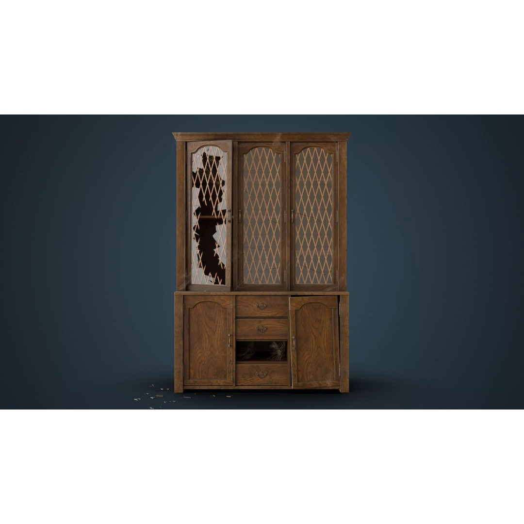 Old Hutch 3D Model – Low Poly Furniture Asset, FBX, PBR Textures - View 13