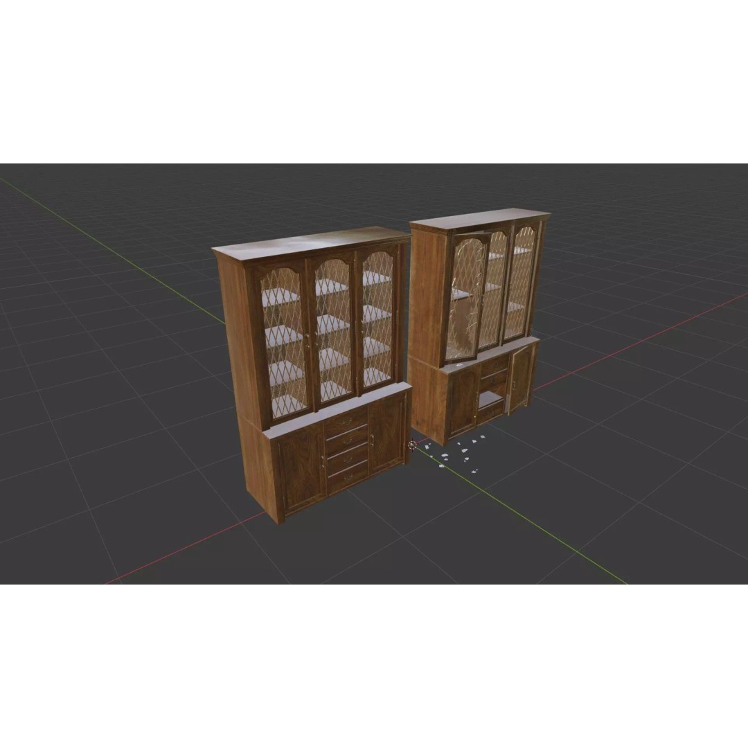 Old Hutch 3D Model – Low Poly Furniture Asset, FBX, PBR Textures - View 15