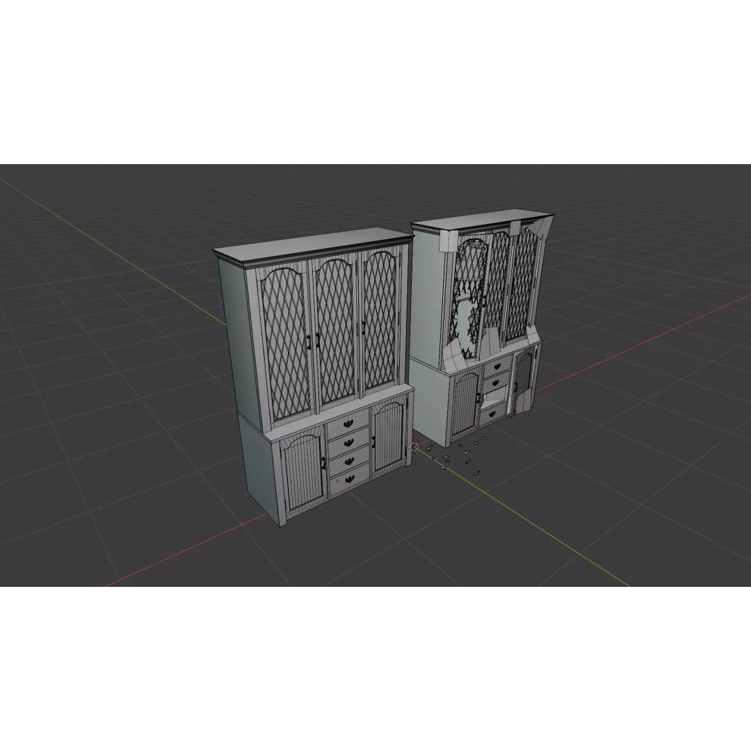 Old Hutch 3D Model – Low Poly Furniture Asset, FBX, PBR Textures - View 17