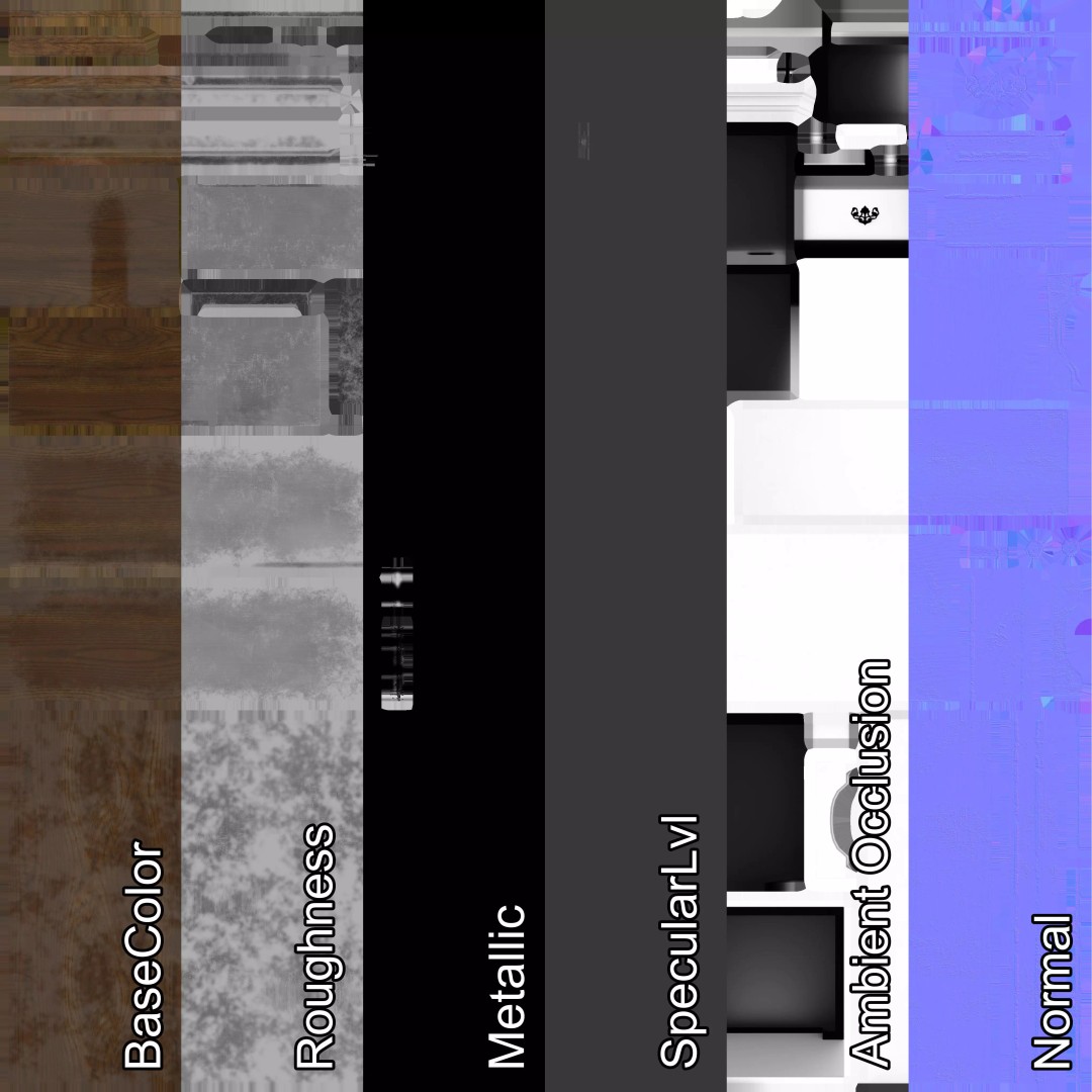 Old Hutch 3D Model – Low Poly Furniture Asset, FBX, PBR Textures - View 19