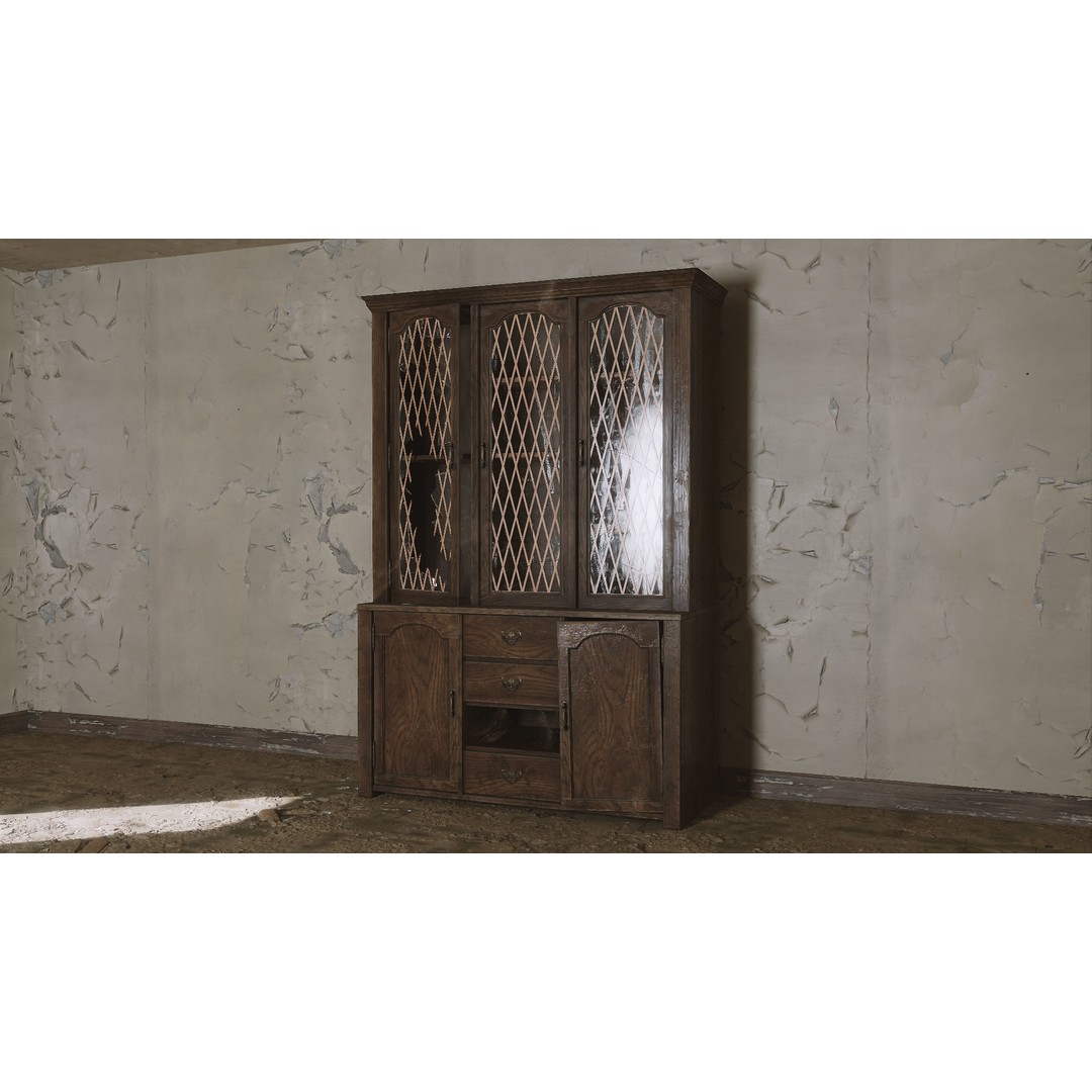 Old Hutch 3D Model – Low Poly Furniture Asset, FBX, PBR Textures - View 5