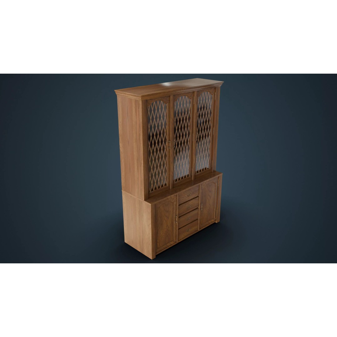 Old Hutch 3D Model – Low Poly Furniture Asset, FBX, PBR Textures - View 8