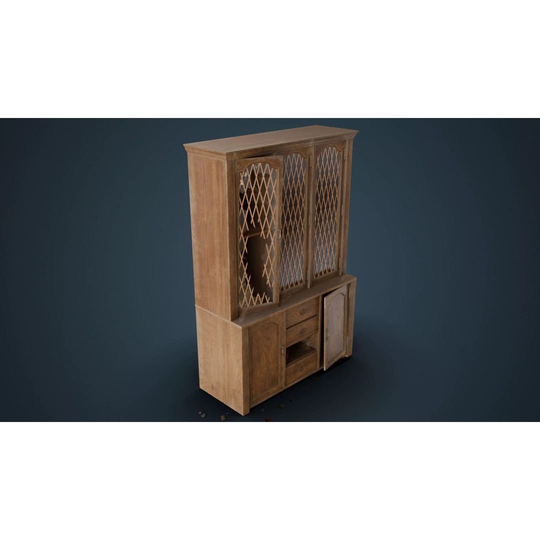 Old Hutch 3D Model – Low Poly Furniture Asset, FBX, PBR Textures - View 9