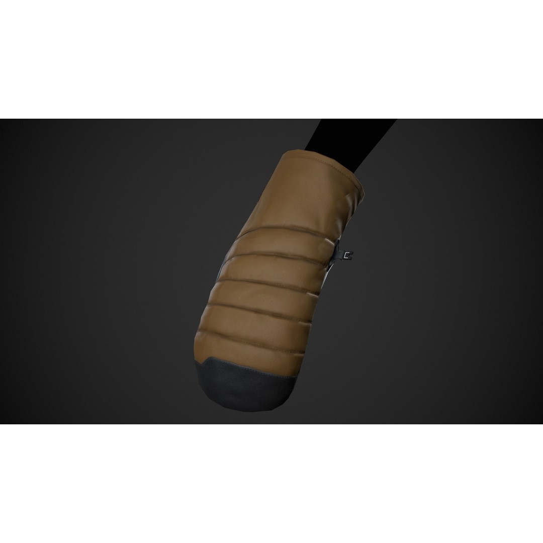 Brown And Black Snowboard Gloves 3D Model – Low Poly PBR Game Asset, FBX - View 3
