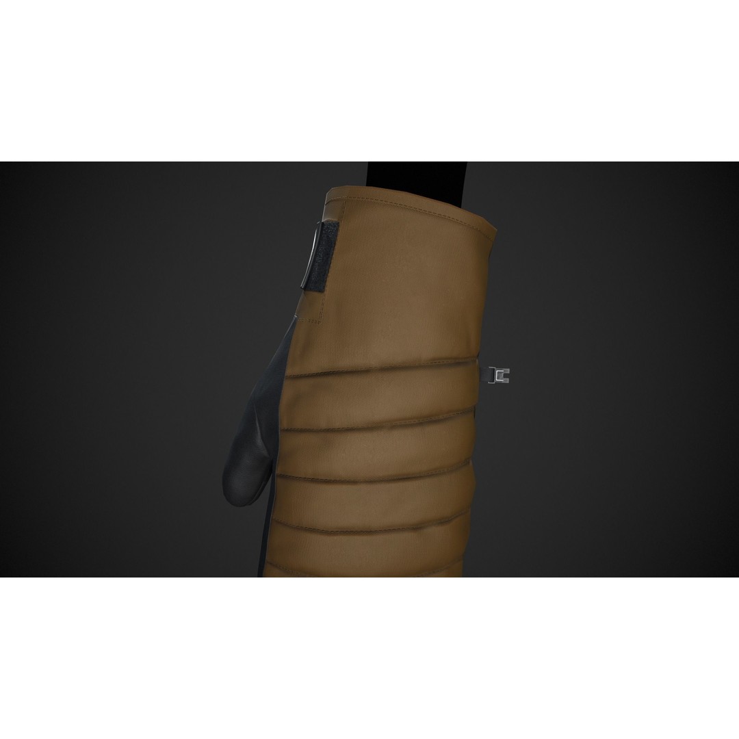 Brown And Black Snowboard Gloves 3D Model – Low Poly PBR Game Asset, FBX - View 8