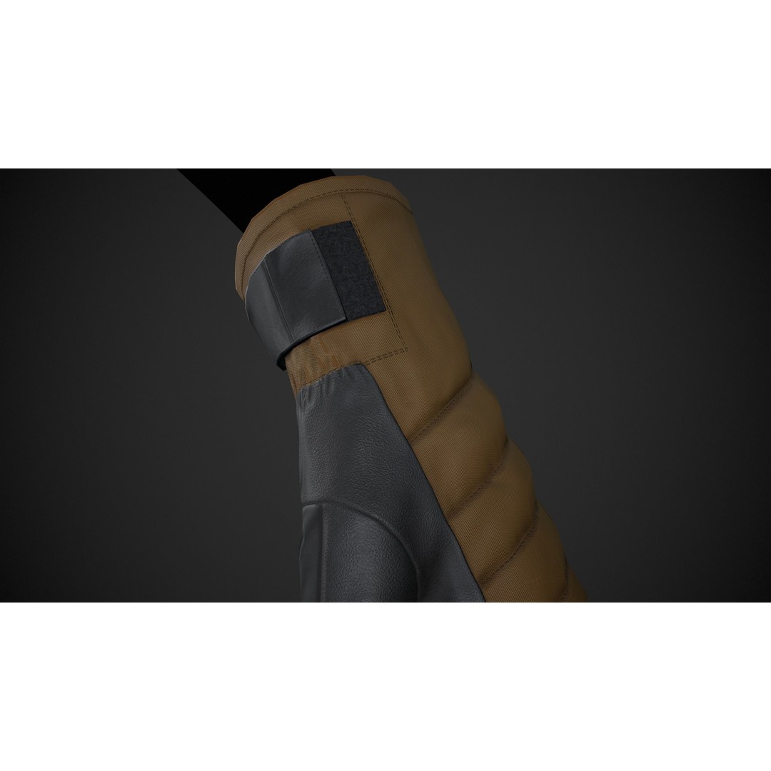 Brown And Black Snowboard Gloves 3D Model – Low Poly PBR Game Asset, FBX - View 9