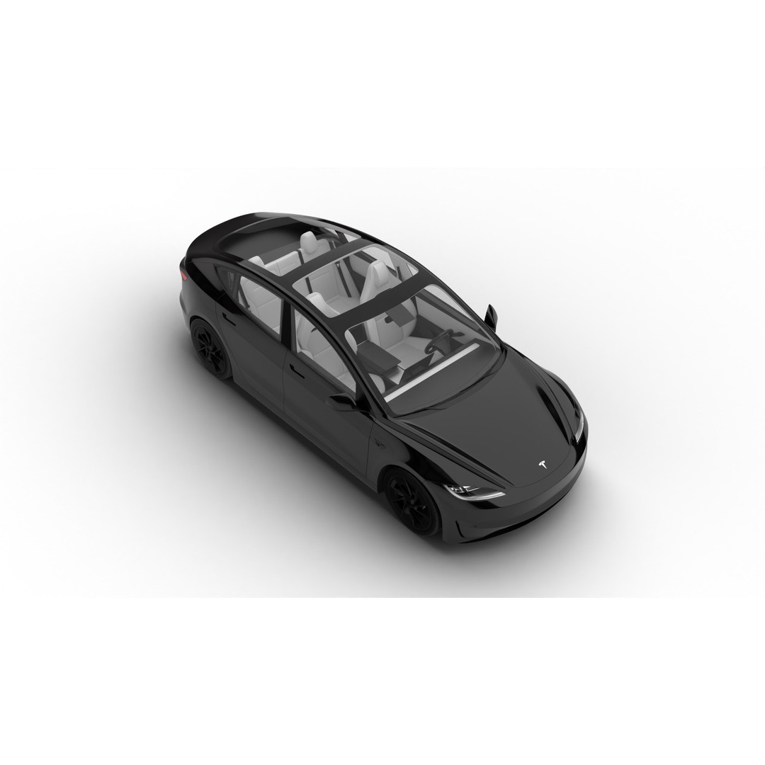 Tesla Model 3 Performance 2025 3D Model – High Poly Rigged Vehicle, FBX, Blender - View 10