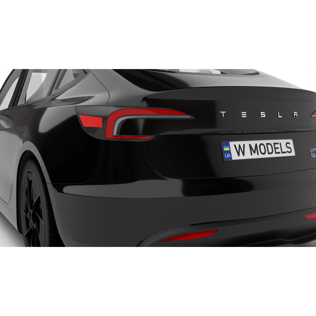 Tesla Model 3 Performance 2025 3D Model – High Poly Rigged Vehicle, FBX, Blender - View 19