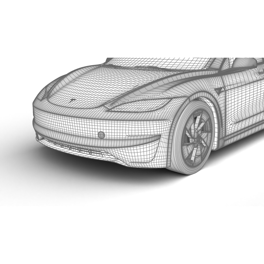 Tesla Model 3 Performance 2025 3D Model – High Poly Rigged Vehicle, FBX, Blender - View 35