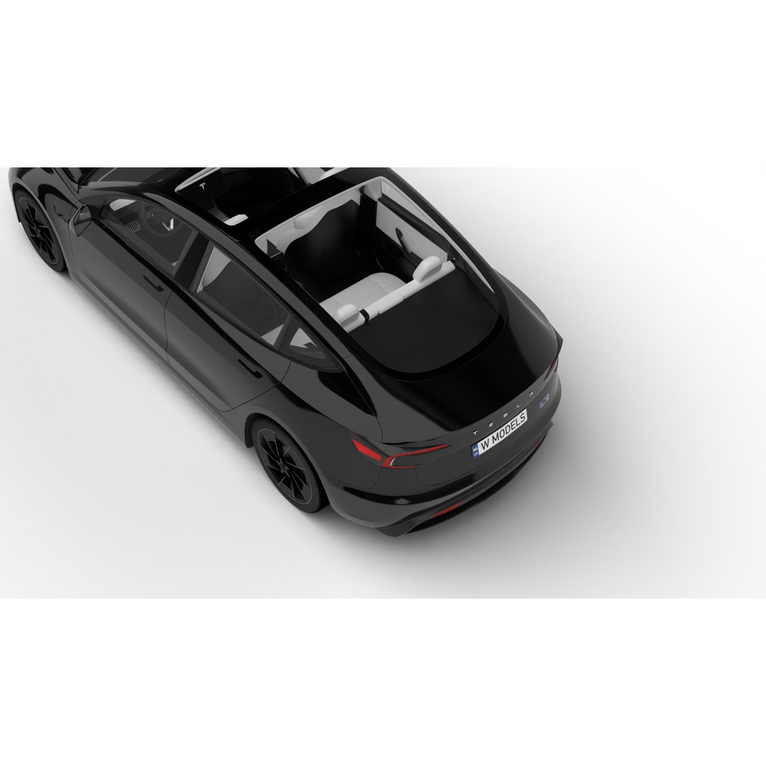 Tesla Model 3 Performance 2025 3D Model – High Poly Rigged Vehicle, FBX, Blender - View 6