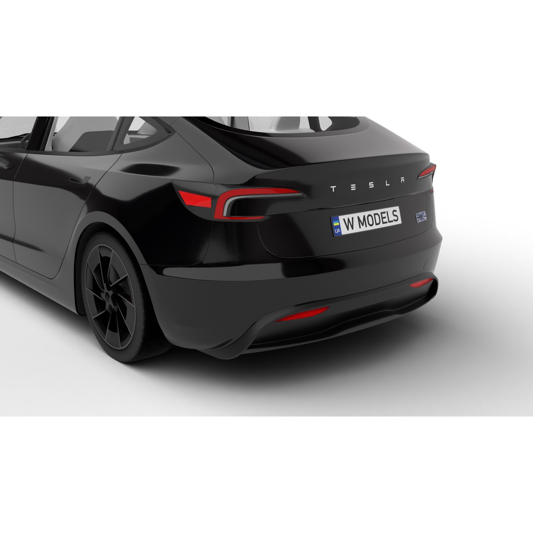 Tesla Model 3 Performance 2025 3D Model – High Poly Rigged Vehicle, FBX, Blender - View 9