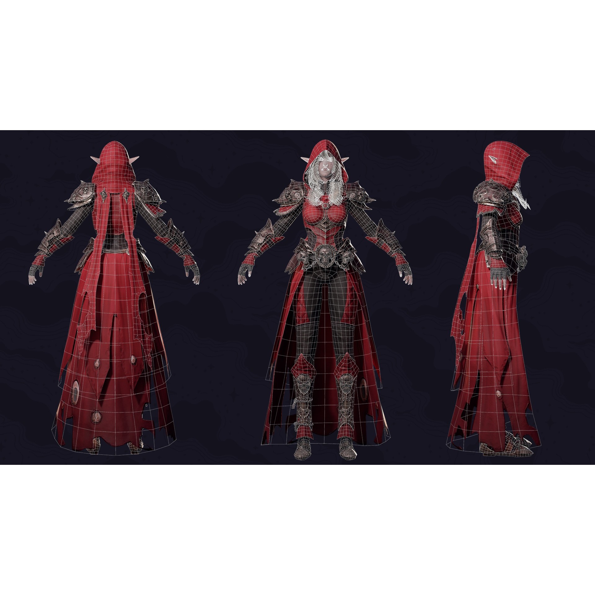 Death Archer Girl Morgana - Low-Poly Game-Ready 3D Model