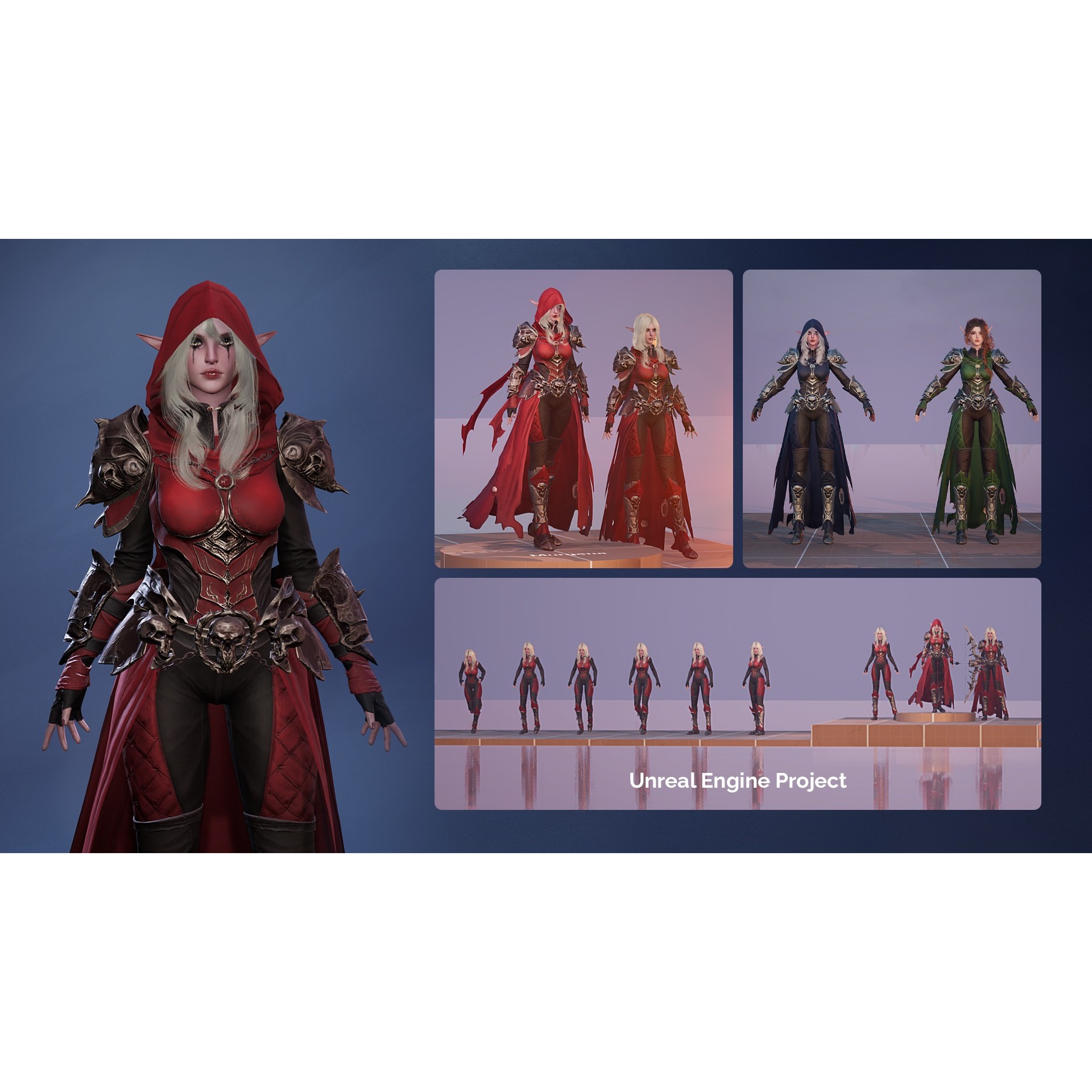 Death Archer Girl Morgana - Low-Poly Game-Ready 3D Model - View 17