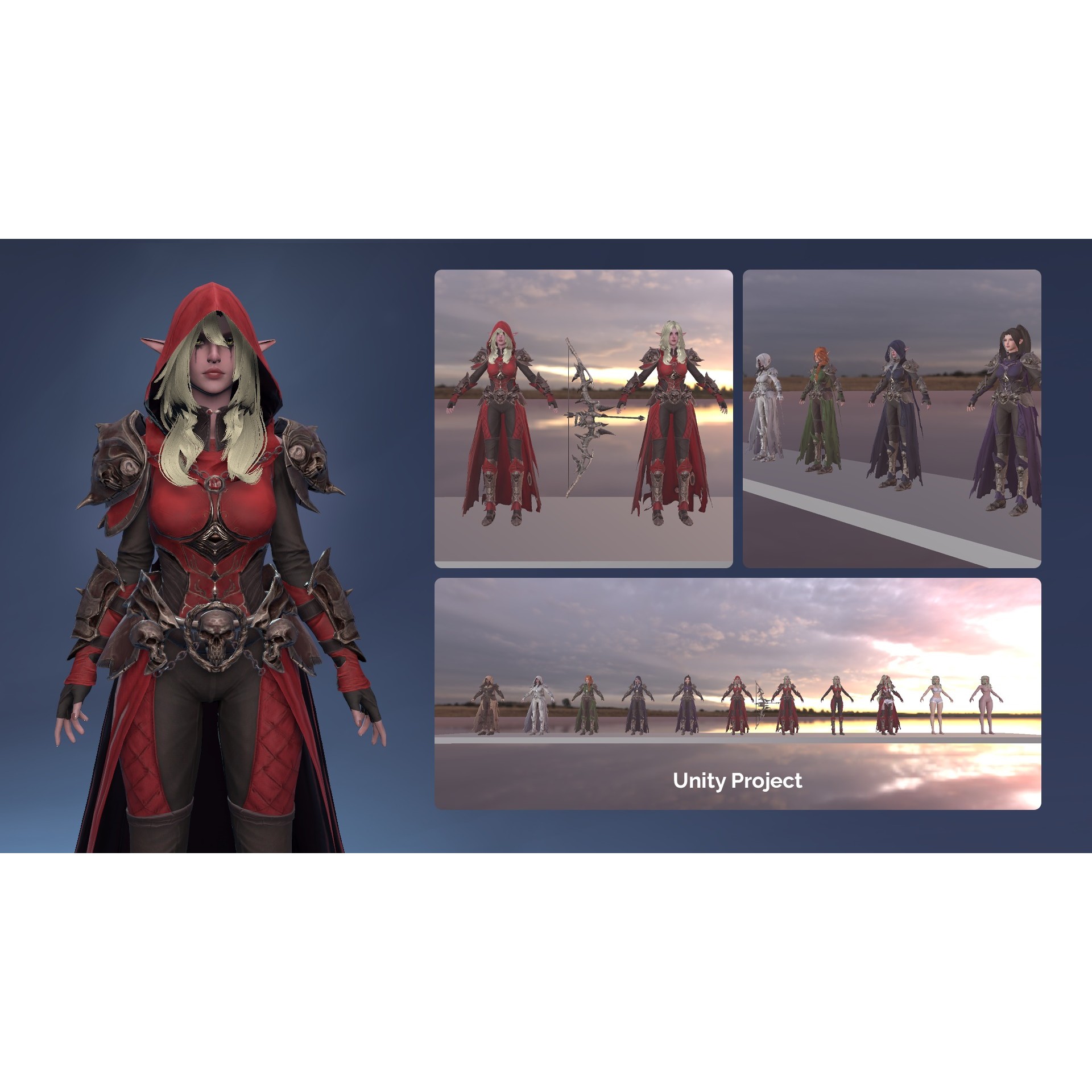 Death Archer Girl Morgana - Low-Poly Game-Ready 3D Model - View 19