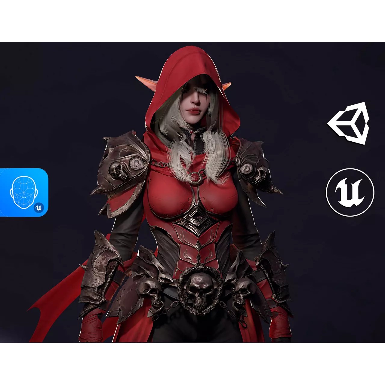 Death Archer Girl Morgana - Low-Poly Game-Ready 3D Model - View 2