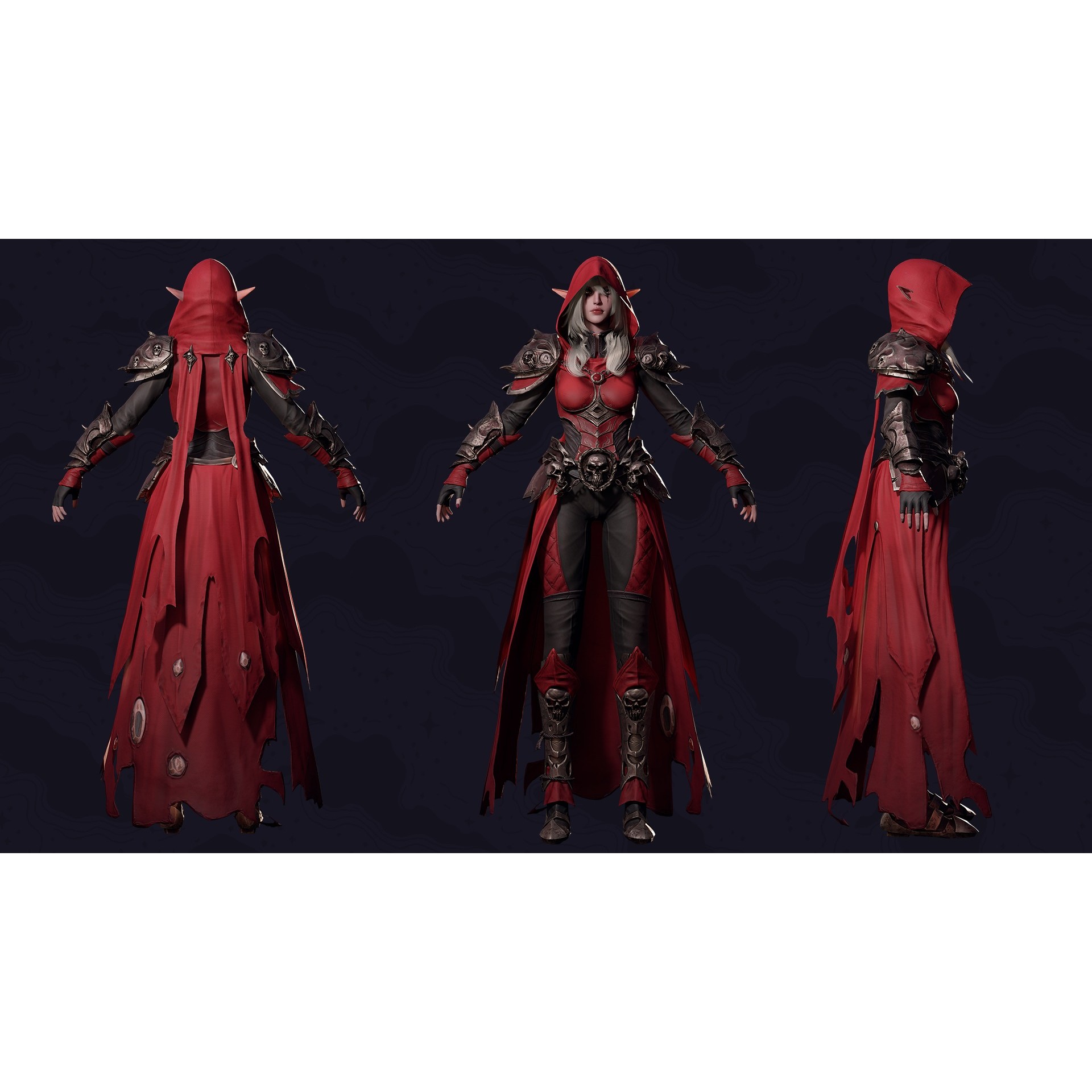 Death Archer Girl Morgana - Low-Poly Game-Ready 3D Model - View 21