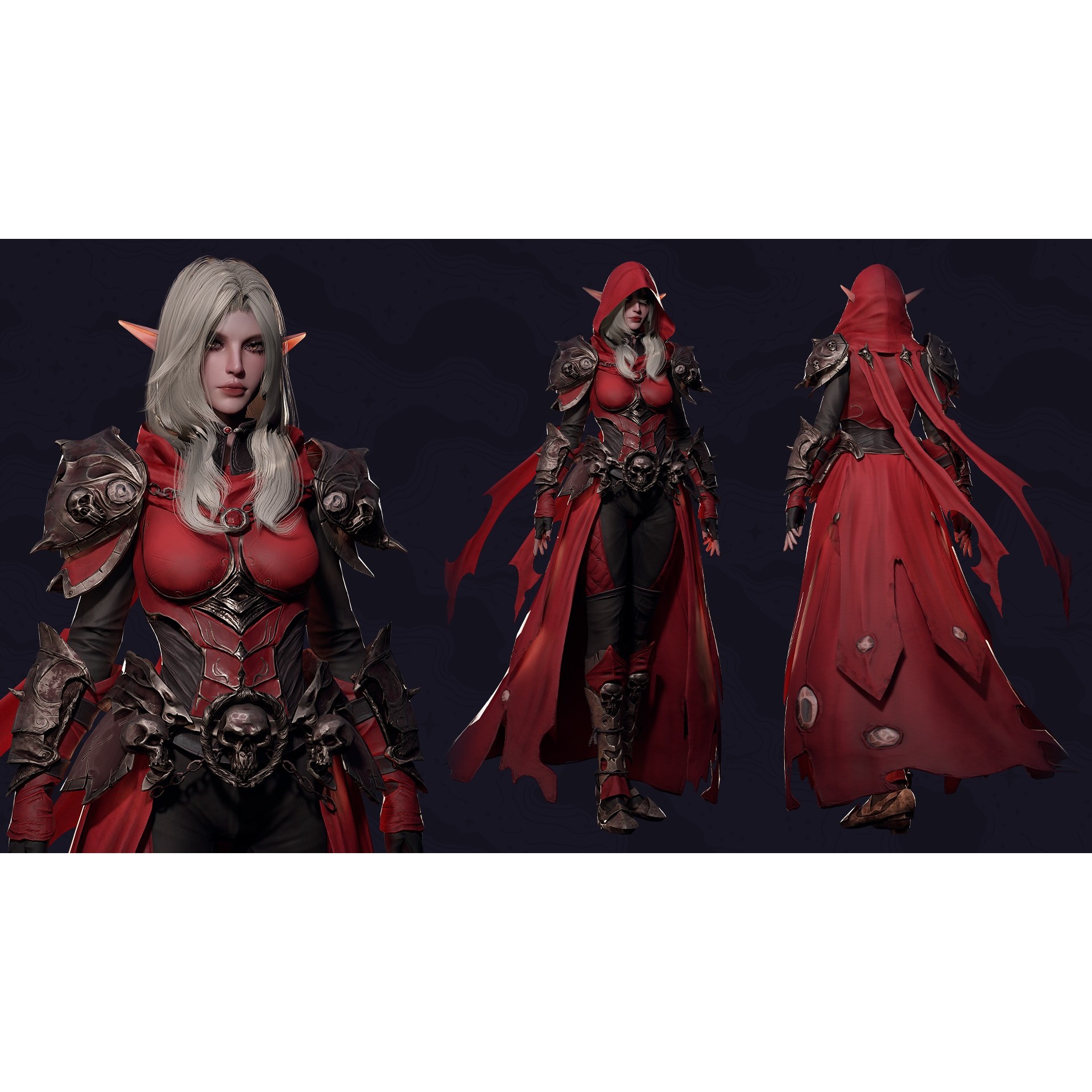 Death Archer Girl Morgana - Low-Poly Game-Ready 3D Model - View 4