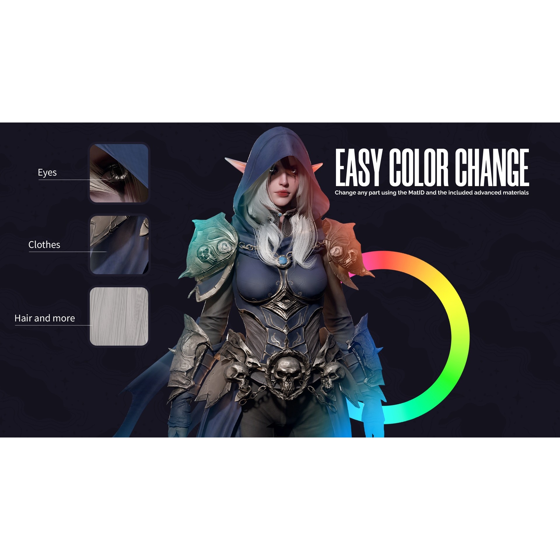 Death Archer Girl Morgana - Low-Poly Game-Ready 3D Model - View 6