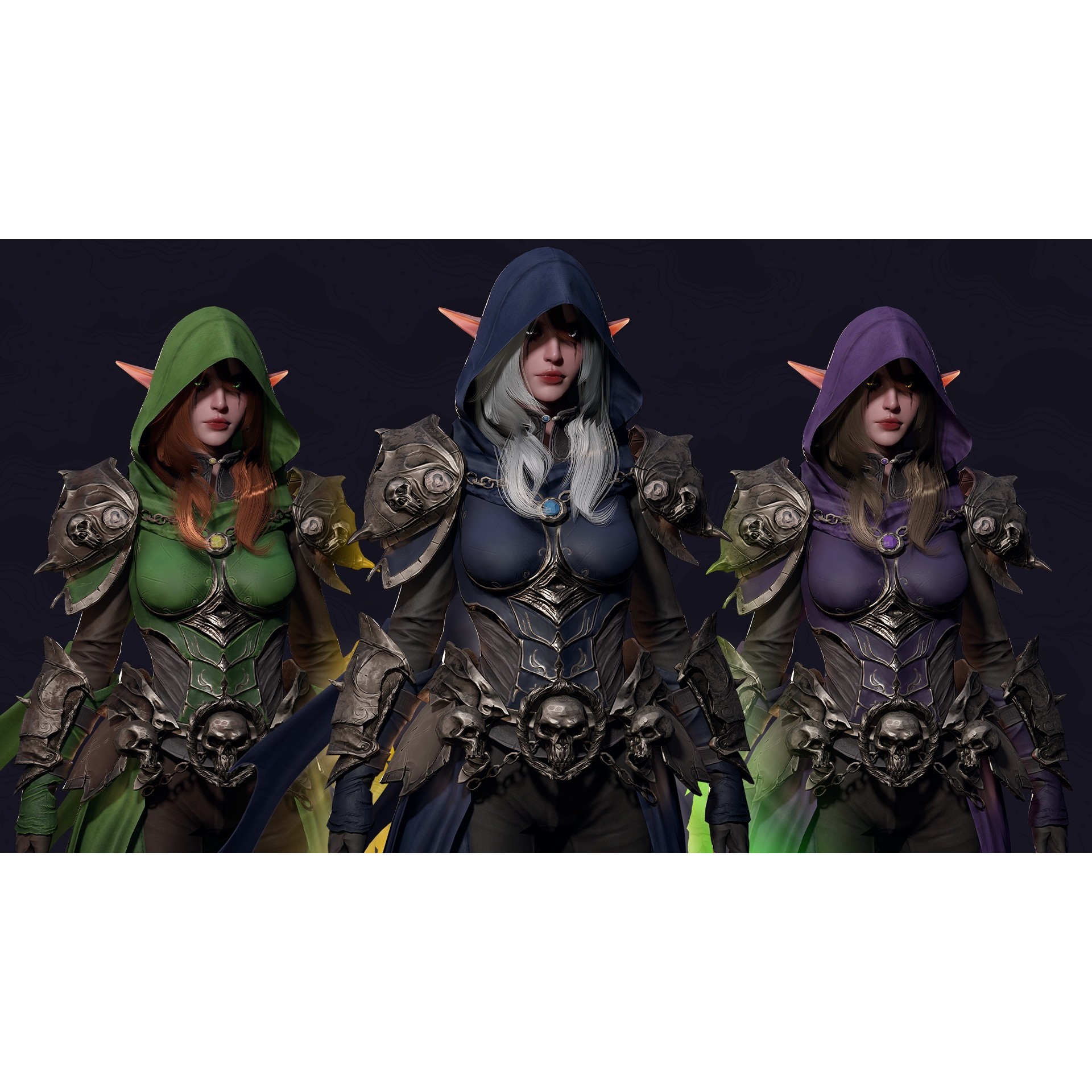 Death Archer Girl Morgana - Low-Poly Game-Ready 3D Model - View 7