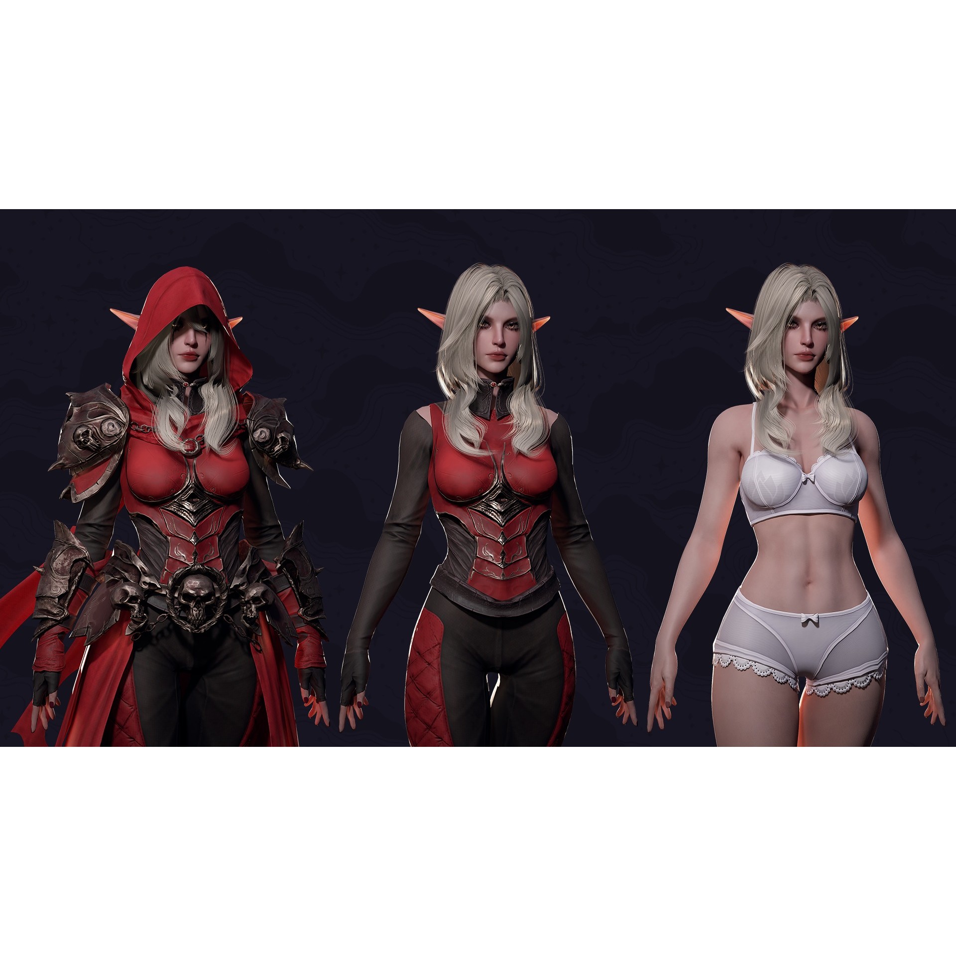 Death Archer Girl Morgana - Low-Poly Game-Ready 3D Model - View 8