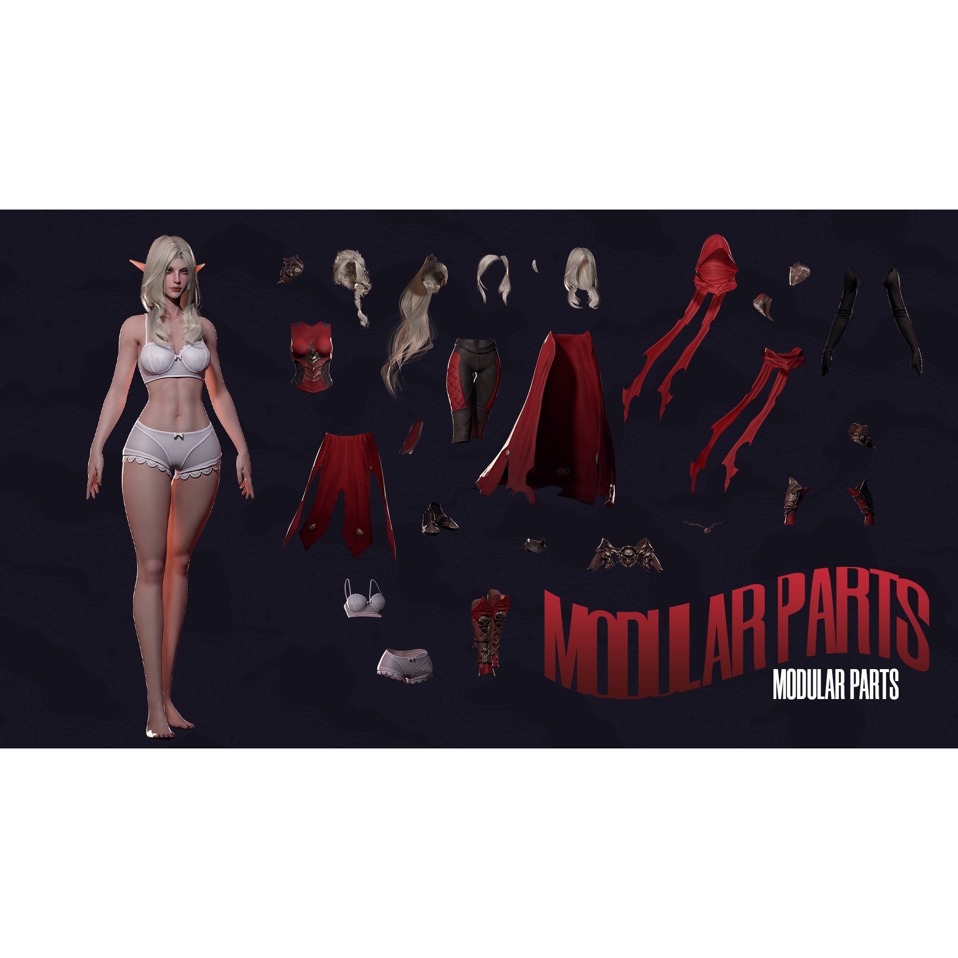 Death Archer Girl Morgana - Low-Poly Game-Ready 3D Model - View 9